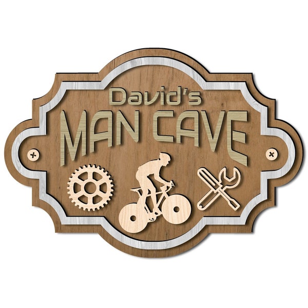 Bike and Repair kit Man cave wall or door sign. Man cave signage laser cutting file. bike Workshop sign dxf, svg, cdr, dwg file formats.