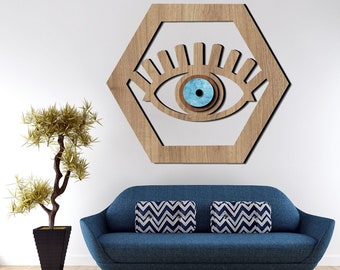 laser cut file for evil eye, wall. Laser cut file, svg,cdr, ai, dxf and pdf. For wall, you can cut any size. evil eye wall art. Wall decor