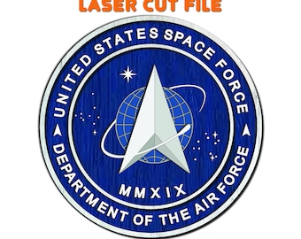 3-layer United States Space Force wallboard for laser cutting. Space Force laser cut file. SVG, pdf, Ai and Dxf file. Space Force dxf.