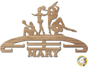 Customizable gymnastics medal holder. Svg - Cdr - Dxf - Pdf file formats.Laser cutting files. Gymnastics Medal holder or Custom Key hanger