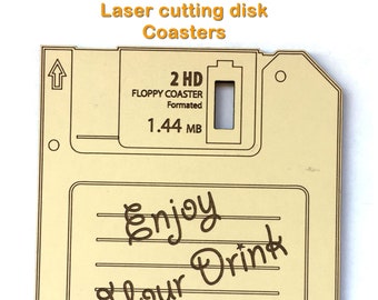Posavasos de disquete. Posavasos svg, pdf, ai, cdr,dxf archivo cortado por láser. Tamaño ajustable, grabado y corte. Posavasos de disquete SVG