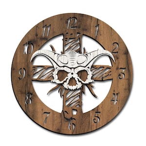 Wall clock gothic, laser cut file. Laser cut project plan. Wall clock skull laser cut file. Skull Wall clock SVG, Ai, Cdr, Dxf and Pdf file.