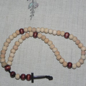 Paternoster medieval rosary, tasbih, wood paternoster with cross. wooden beads, metal cross and wooden beads.ideal size for pocket.