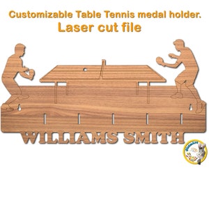 Porta-medalhas de tênis de mesa personalizável. Formatos de arquivo Svg - Cdr - Dxf - Pdf - Ai. Porta-medalha de tênis de mesa personalizado ou porta-chaves