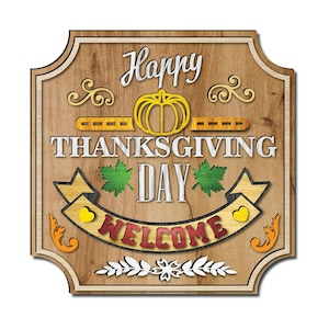 Thanksgiving day laser cut file wall art . Svg-Ai-cdr-dxf-Pdf file format. Thanksgiving day decoration. Thanksgiving day door hanger.