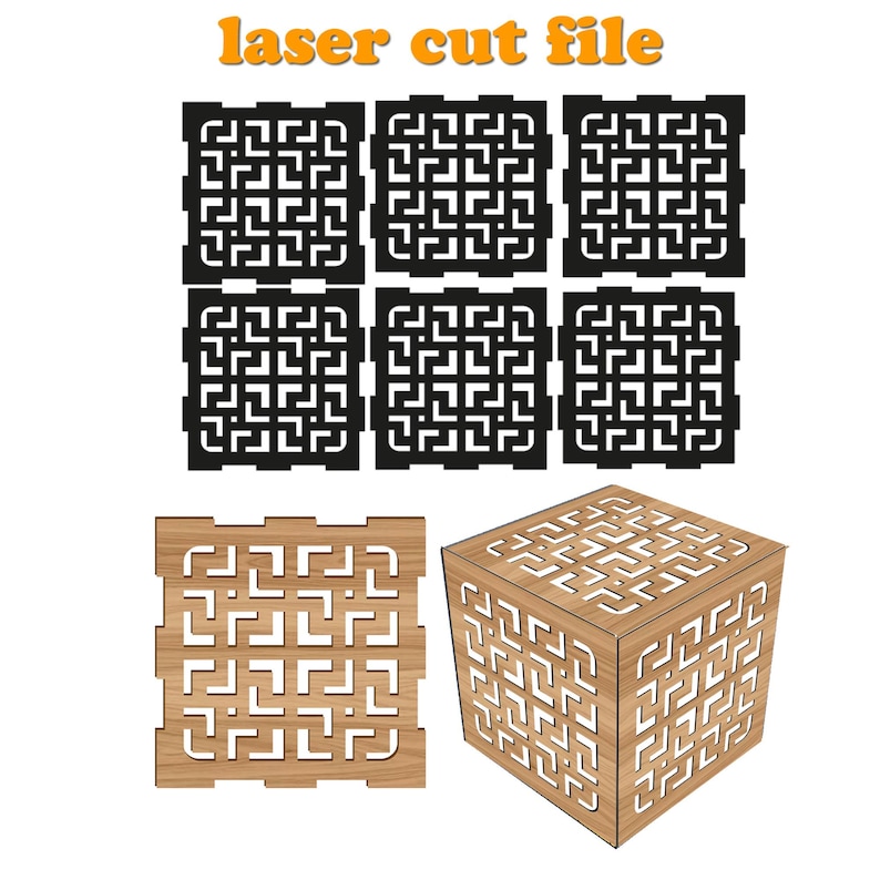 Laser-cut Box File. Geometric Pattern Box Template. Custom Sizes and ...