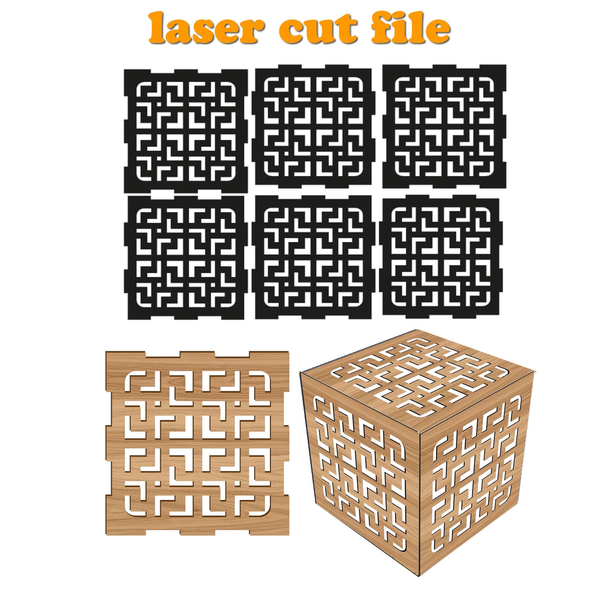 Box Section Cut Pattern Laser-cut Box File. Geometric Pattern Box Template. Custom Sizes and ...