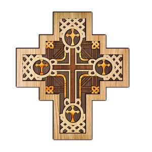 Cross laser cut files. 1 or 5 layer christian Cross file for laser cutting. wall art. SVG, cdr, dxf, Ai, Pdf file format. christian art.