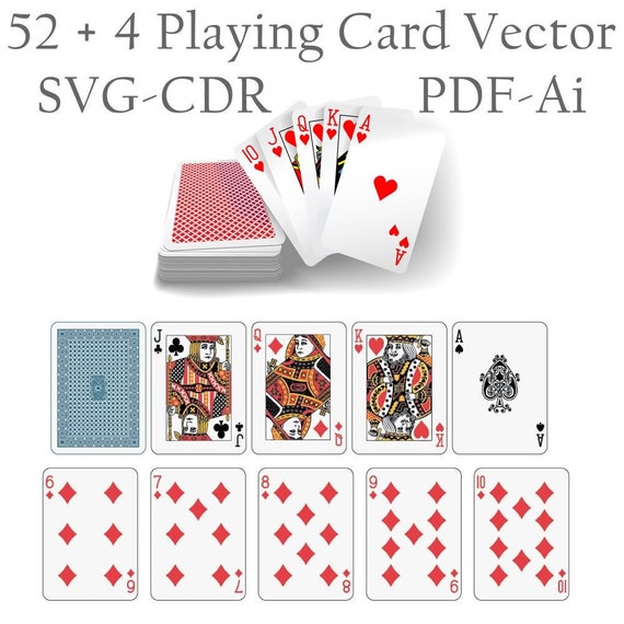Playing Cards Set Vector Playing Cards Svg Printable or Laser 