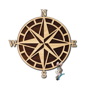 Laser cut Kompass Pfeil. Laser geschnittene Kompassdatei mit Layer-Option. Cricut cut Datei Kompass. SVG, Ai, Pdf usw Datei. Holz geschnittener Kompass.