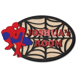 Naambordje Spiderman. Babydeurhanger ziekenhuisjongen. Spiderman lasersnijbestanden. Spiderman, aanpasbare muurkunst Spider 2 speciale bestanden