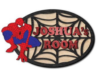 Spiderman Name Sign. Baby door hanger hospital boy. Spiderman Laser cutting files. Spiderman, customizable Wall art Spider 2 special files