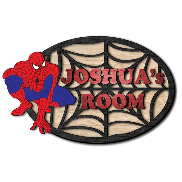 Spiderman Name Sign. Baby door hanger hospital boy. Spiderman Laser cutting files. Spiderman, customizable Wall art Spider 2 special files