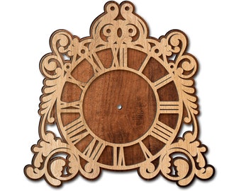 two layer Wooden laser cut wall clock. Wood carved wall clock. Cdr, Ai, Svg, Pdf and dxf format. wooden wall art. wall clock laser cut file.