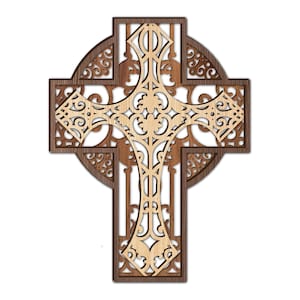 Fichiers découpés au laser en croix. Lime Christian Cross 2 ou 3 couches pour la découpe laser. art mural. Formats de fichier SVG, cdr, dxf, Ai, Pdf. art chrétien.