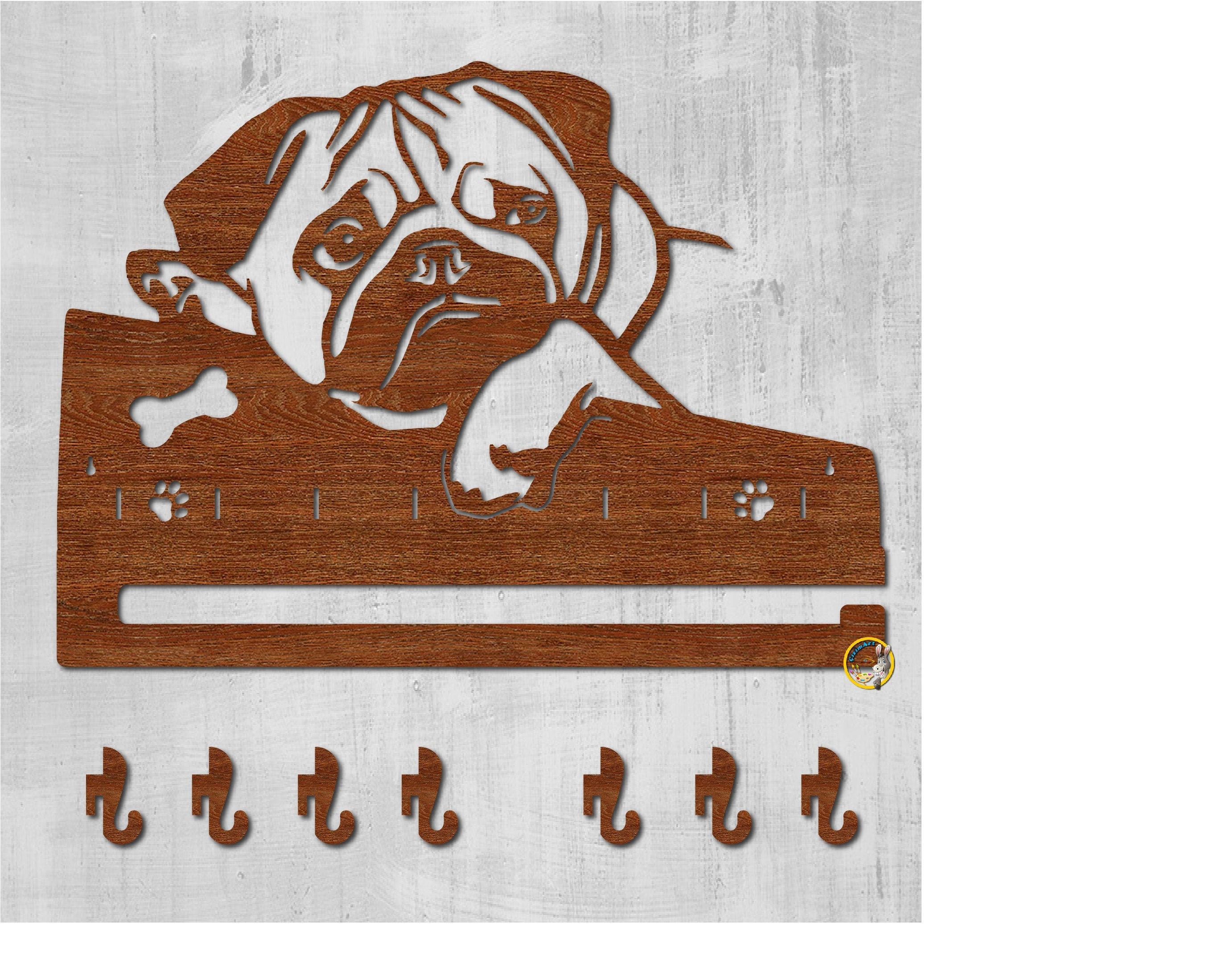 Ashton And Finch Portachiavi In Legno I Love Dogs - Regalo Per Amanti Dei Cani, Marrone, Ecologico