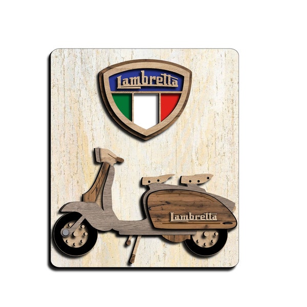 Italian Scooter Lambretta laser cut file. Scooter Lambretta SVG. Lambretta svg, ai, cdr, dxf cricut file. Lambretta wall art, clock, decor.