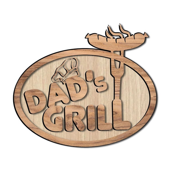 Dad's Grill Laserschneiddatei. Dad's Grill Beschilderung Laserschneiddatei. Papas Grillbeschilderung. dxf, pdf, svg, cdr, dwg Dateiformate.