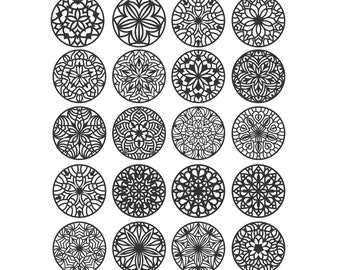 Mandala set of 20 laser cutting files. 20 mandalas and one layer. Cut file for laser cutting, cricut and Silhouette Studio. SVG, Pdf, Ai..