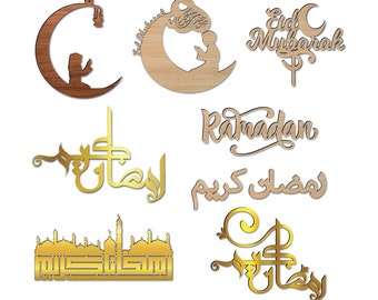 Eight Ramadan laser cut file. Eid Ramadan SVG. Ramadan mubarak , ramadan kareem. laser cut or print files.