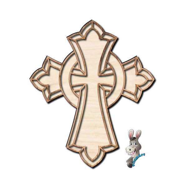 Cross laser cut file, 2 layer. Cross file for laser cutting. Cross wall art. christian Cross Decoration wall. SVG, cdr, dxf, Ai file format.