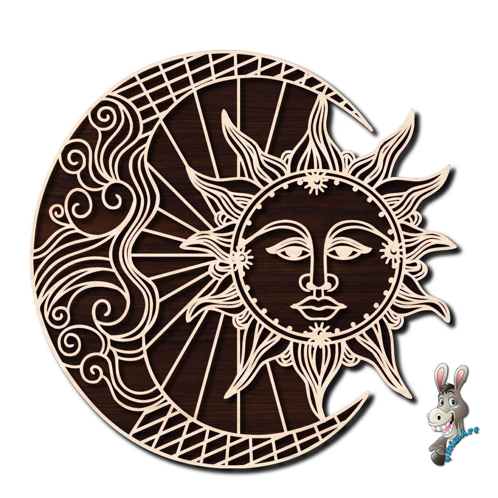 Moon and Sunページ Celestial Sun Moon SVG, DXF, PNG, Pdf, Celestial Sun Svg
