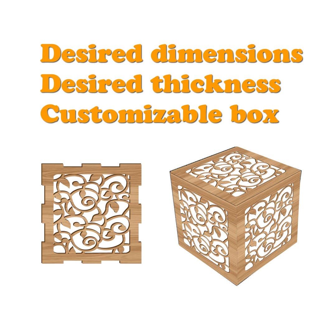 Leaf Box Custom Laser-cut Box Template. Leaf-patterned Box Template. Custom Sizes and ...