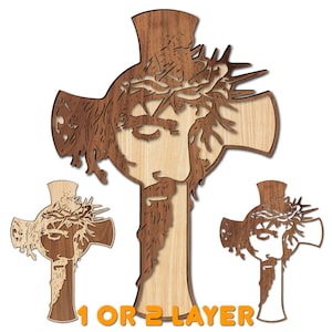 Jesus and Cross laser cut file. Vector file for laser cutting. wall art. Decoration wall. SVG, cdr, dxf, Ai file format. christian wall art.