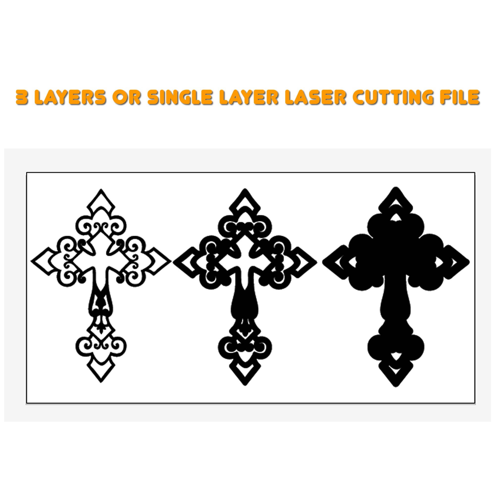 Lean Cross Vector Three-layer Cross Laser Cut File. Vector File for Laser Cutting. Wall ...