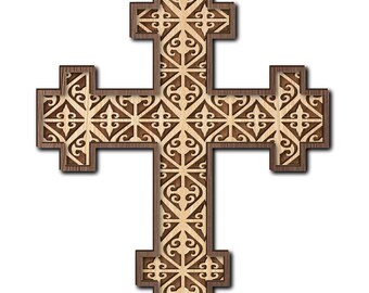 orthodox kruislasersnijbestand. 3-laags orthodox cricut snijwerk. orthodox kruis svg-bestand. kunst aan de muur. SVG, cdr, dxf, AI, pdf.