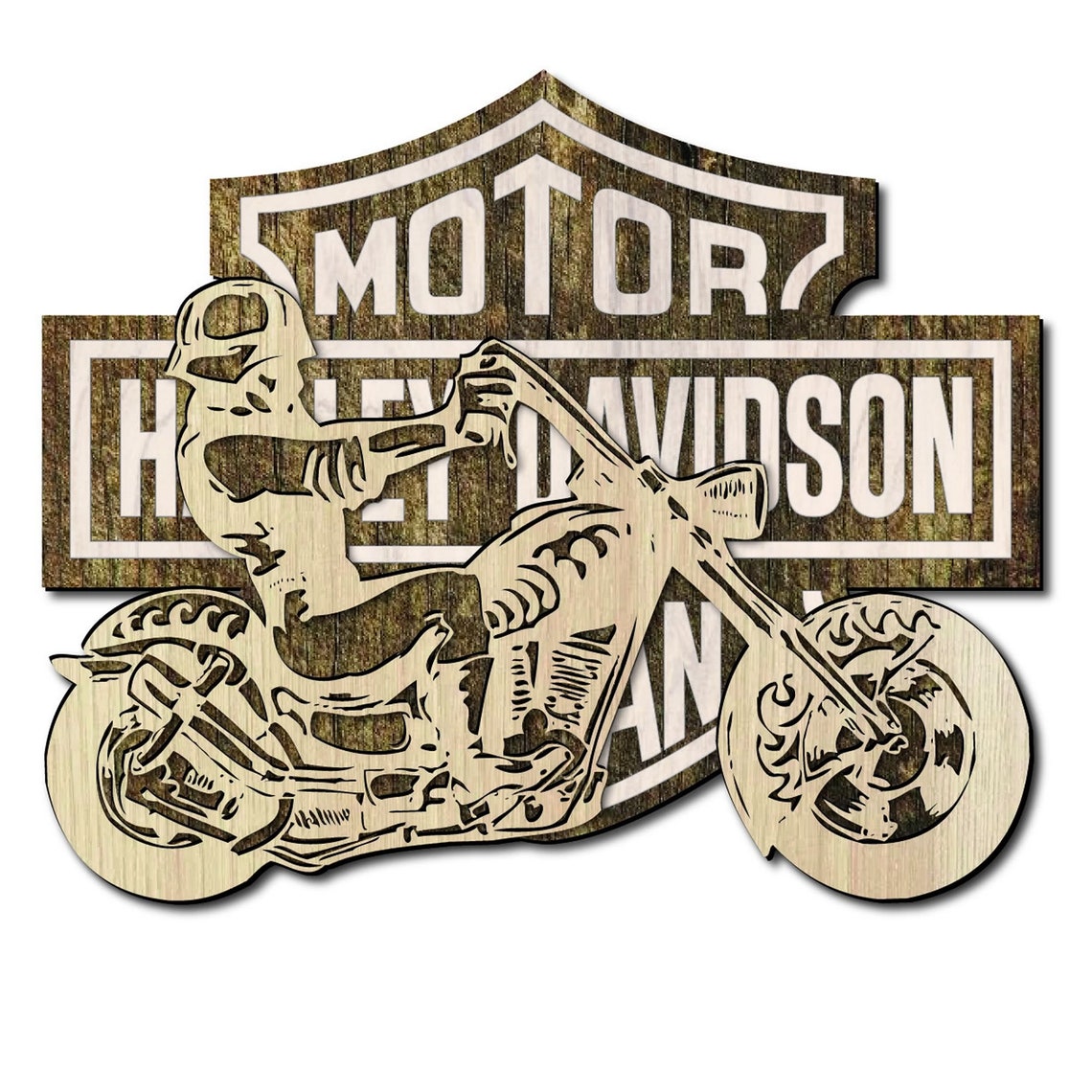 Harley motorcycle 2 layer laser cut file. harley motorcycle Etsy.de