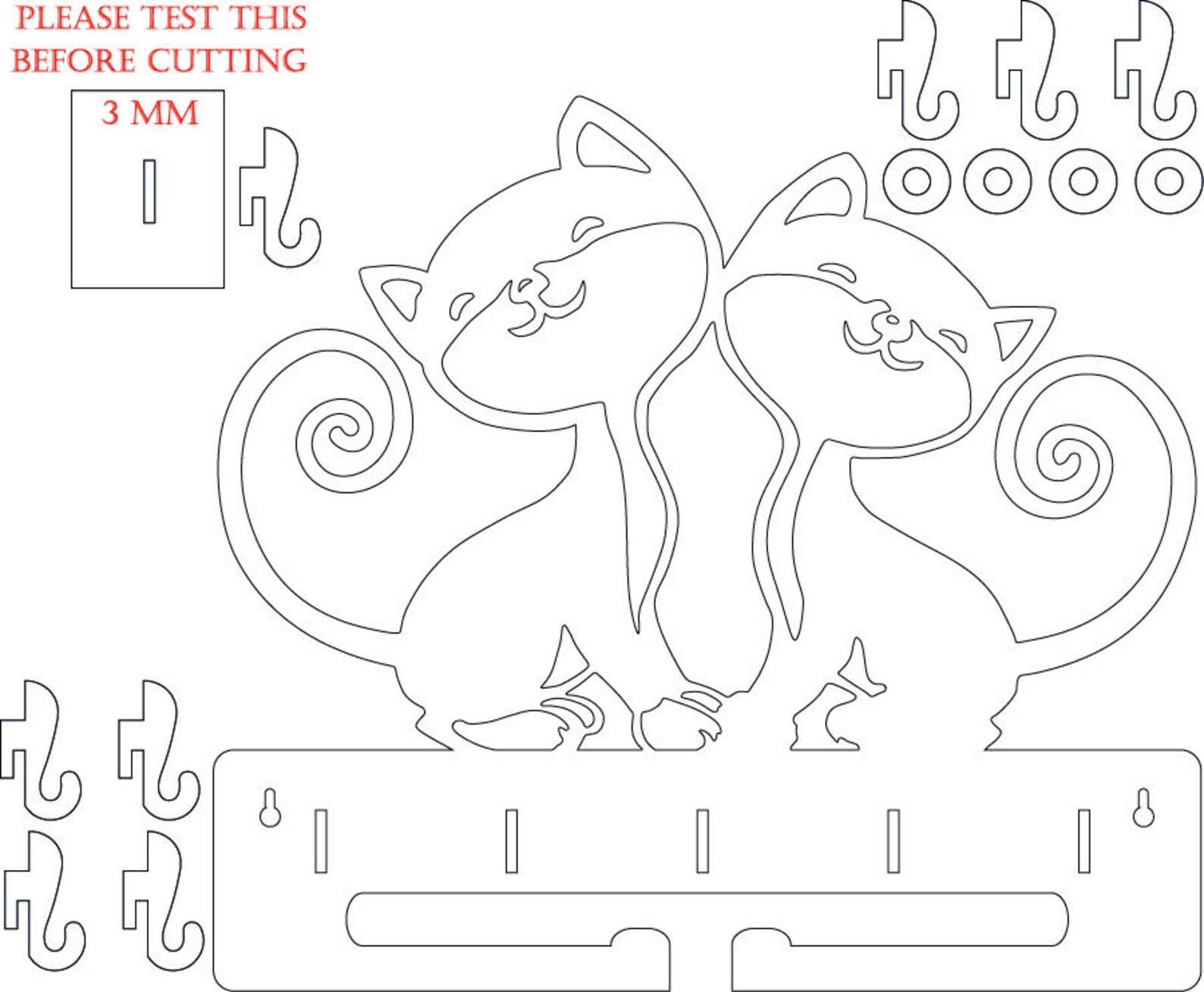 Key Hanger for Wall. Cat Leash Holder. Svg Cdr Dxf Pdf Etsy Canada