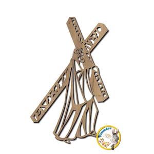Laser geschnitten Jesus und Kreuz, Wandkunst. Deko Wand. Kruzifix-Laserschnittdatei. christlicher Jesus am Kreuz SVG, pdf, cdr, dxf Dateiformat