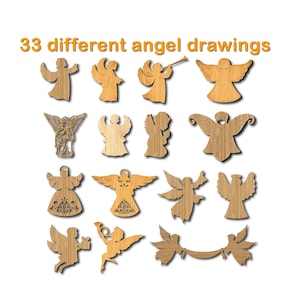 Angel svg, 33 different angel drawings, laser cut file SVG, Cdr, DXF, Ai and PDF. Angel Svg. Angel laser cut file.Laser Christmas ornament