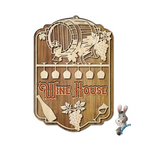 Wine house sign laser cut file. Replaceable shop sign laser cut file. wine house sign. DIY shop sign laser cut file. wine house laser cut.