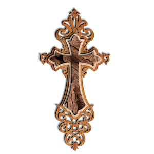Cross laser cut files. 3layer christian Cross file for laser cutting. wall art. SVG, cdr, dxf, Ai, Pdf file format. christian art. wood art