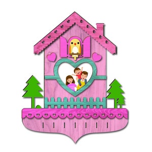 home sweet home, key chain hanger with photo frame. 2 layers laser cut file. Digital laser cutting files. Svg, Pdf, Ai file format. wall art