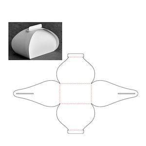 Cake box cut template, SVG, Ai, PDF, cdr, dxf file format. Ready-to-cut customizable box template. Cricut file. Scalable drawing. image 1