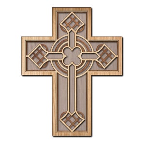Kreuz Laserschnitt Dateien. 3 oder 4 schicht Laserschnittdatei, Kreuz Laser geschnitten. Wandkunst. SVG, cdr, dxf, Ai, Pdf Dateiformat. christliche Kunst.