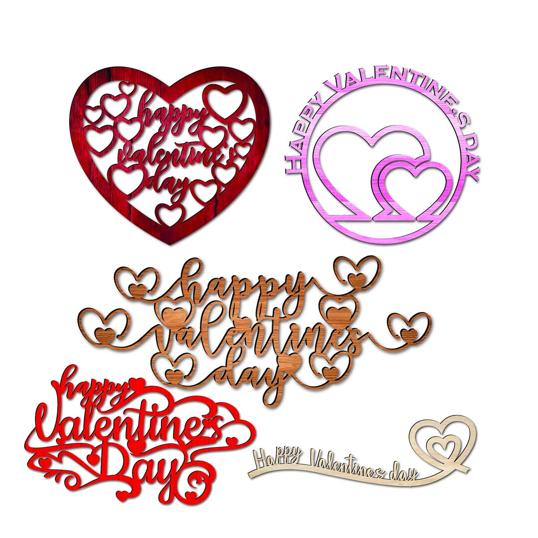 Valentine Day Laser File. 5 Different Happy Valentine Day - Etsy