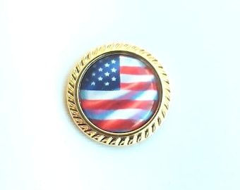 American flag Lapel Pin. 250th anniversary America. 0,78 inch 14k gold plated and chrome plated lapel pin. Big discount.