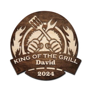 Archivo cortado por láser SVG. Archivo de corte por láser de señalización King of the grill. Archivo de corte por láser King of the grill. Formatos de archivo ai, dxf, pdf, svg, cdr.