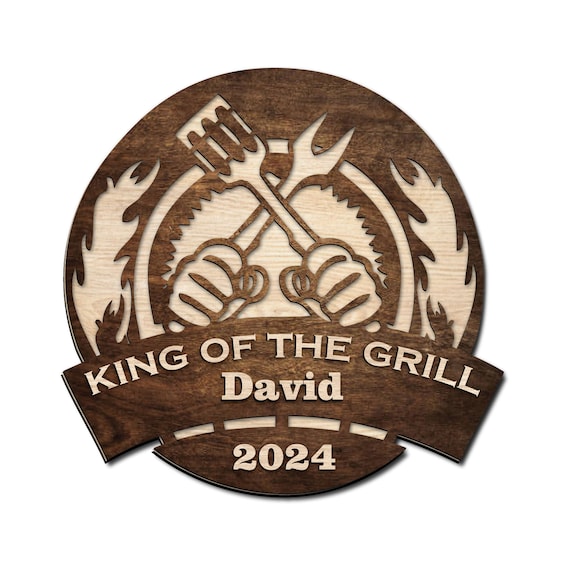 Laser cut file SVG. King of the grill signage laser cut file.King of the grill laser cutting file. Ai, dxf, pdf, svg, cdr file formats.