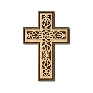 Croce cristiana a 2 o 3 strati, file tagliati al laser. Lima incrociata per taglio laser. arte muraria. Formato file SVG, cdr, dxf, Ai, Pdf. arte cristiana.