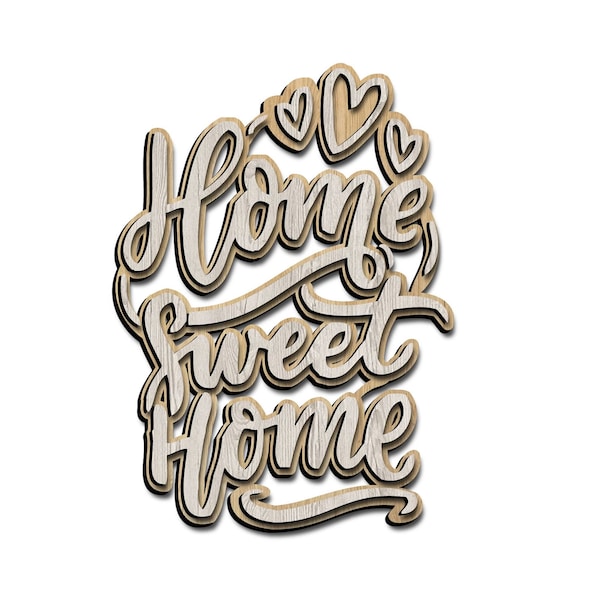 Home sweet home laser cut file. Wall decor. Svg-Ai-cdr-dxf.The size changes proportionally according to the request, does not deteriorate.