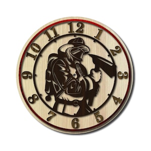 fireman svg for laser. wall clock fireman for laser cut project plan. fireman svg, dxf, Ai, cdr, pdf files for laser. fireman clock.