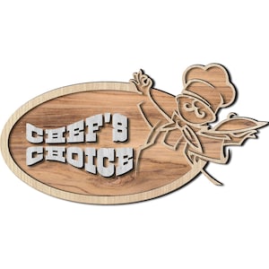 Lasersnijbestand voor chef-kok. lasersnijbestand voor restaurantborden. Restaurantbewegwijzering met chef-kokthema. dxf-, pdf-, svg-, cdr-, dwg-bestandsindelingen.