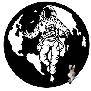 Arquivo de globo e astronauta para corte a laser. Arte de parede de globo e astronauta. Decoração de parede de globo e astronauta. Arquivo svg de astronauta. Cricut de globo