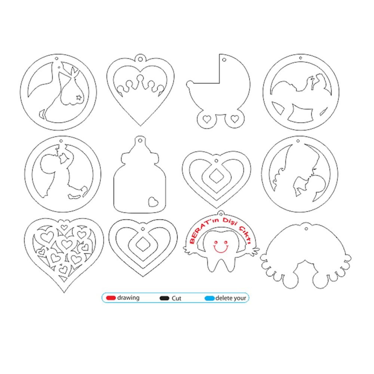 12 Pcs Keychain Laser Cut.laser Cut Project Plan.instant Etsy