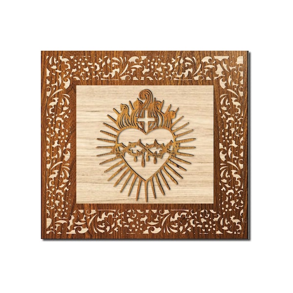 Sacred heart of jesus laser cut file. Sacred heart wall art. Sacred heart laser cut file. Sacred heart SVG, pdf. with layer options